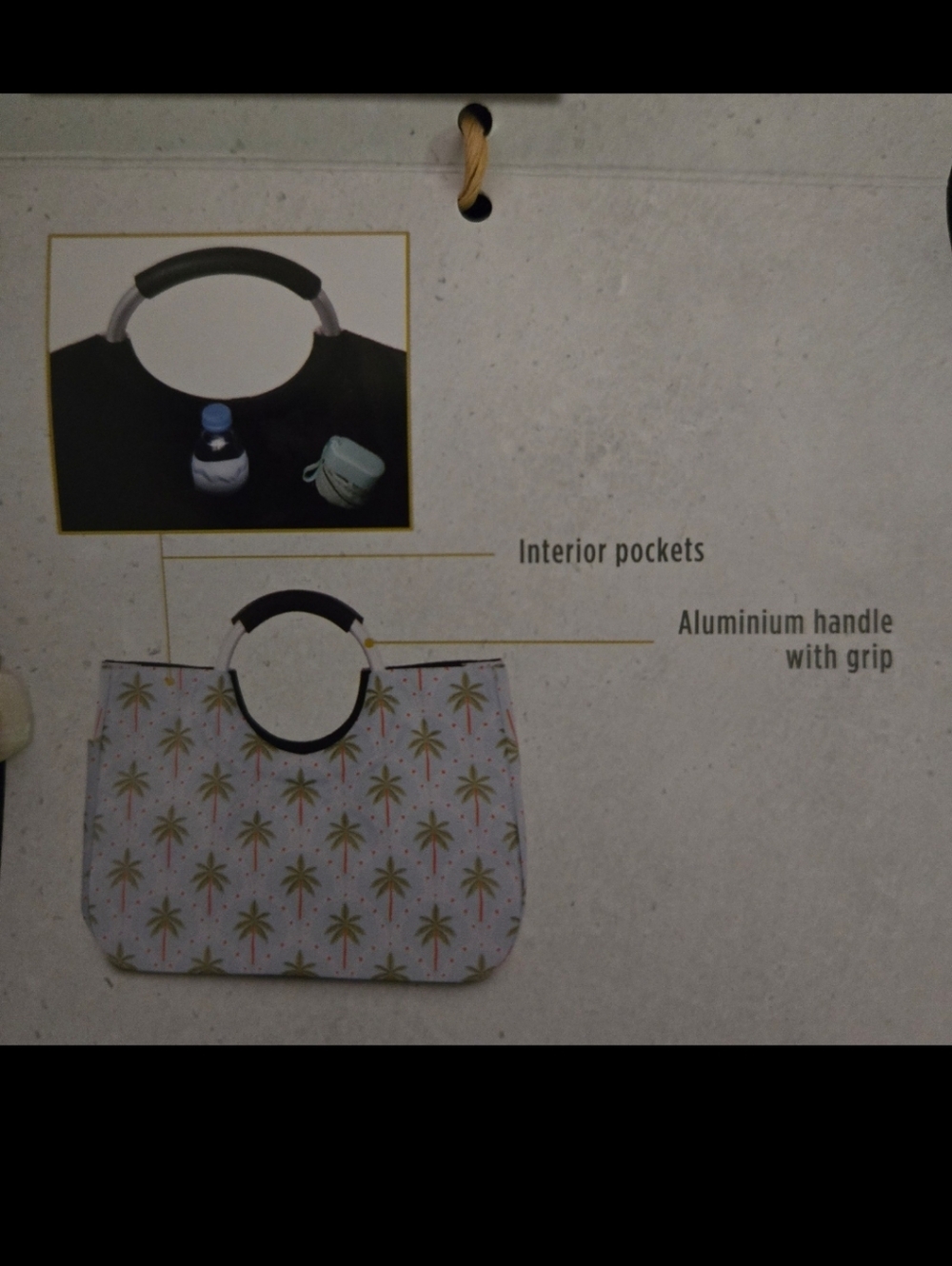 CITY TOTE Resort Print Shopper Tote Bag Dual Handle Soft Grip Side Pocket 17x9x2 - Picture 7 of 7